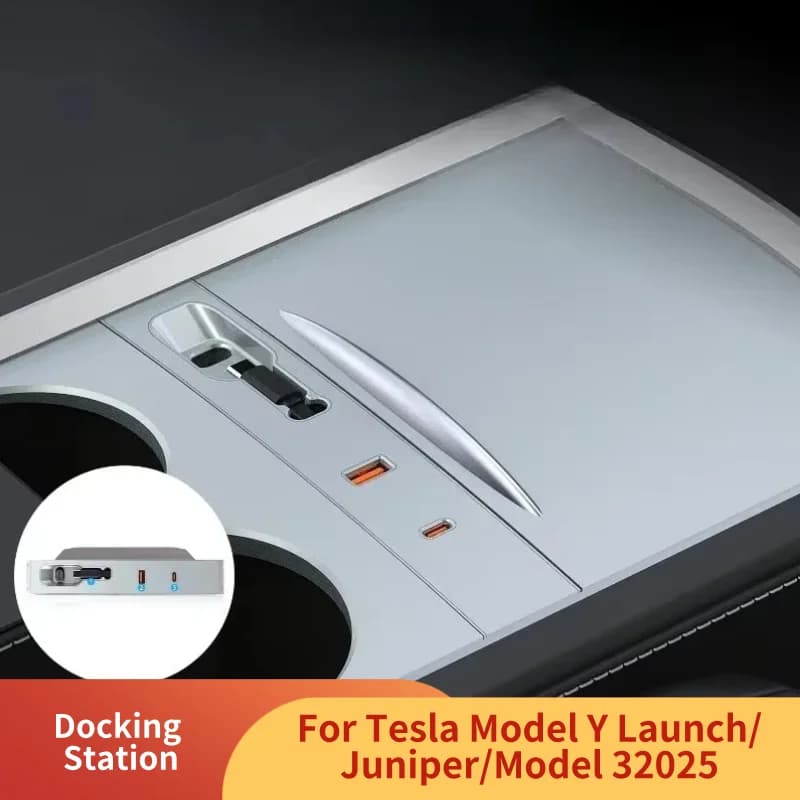 Docking station for Tesla Model Y Juniper/Model 3+ USB Hub Docking Station 80W PD Type C Central control Fast charging expansion