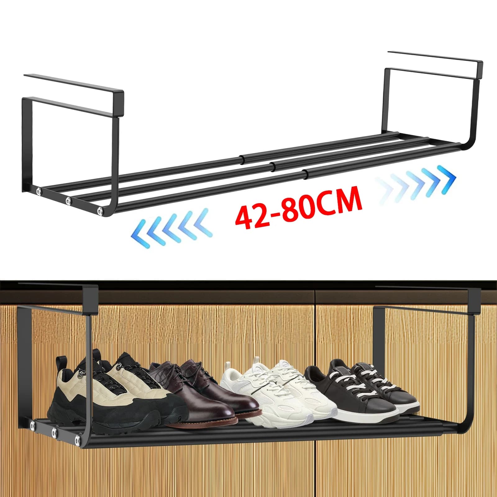 Scarpiera regolabile sospesa sotto gli armadi Scaffale per scarpe per vestiti Organizzatore retrattile per uso domestico espandibile