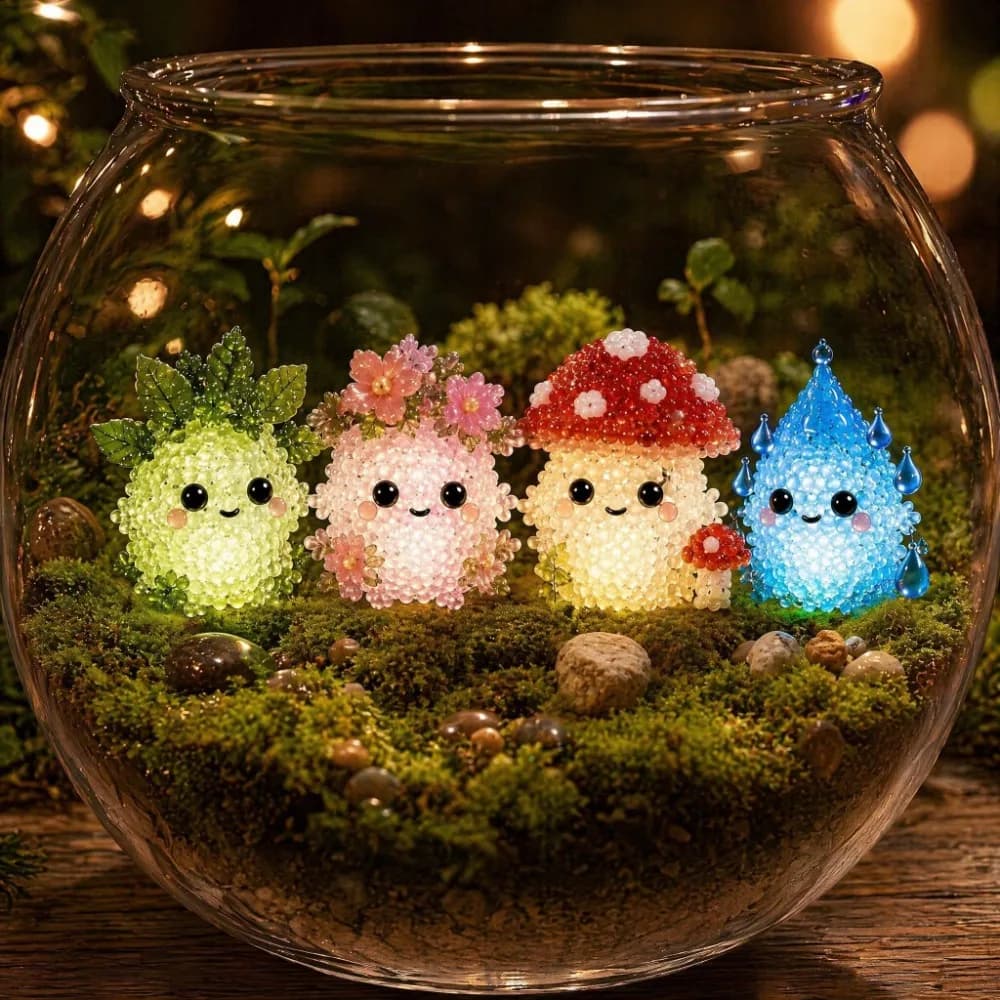 Handmade Glowing Fantasy Spirits DIY Bead Kit Tiny Colorful DIY Animal Bead Embroidery Kit Mini Educational