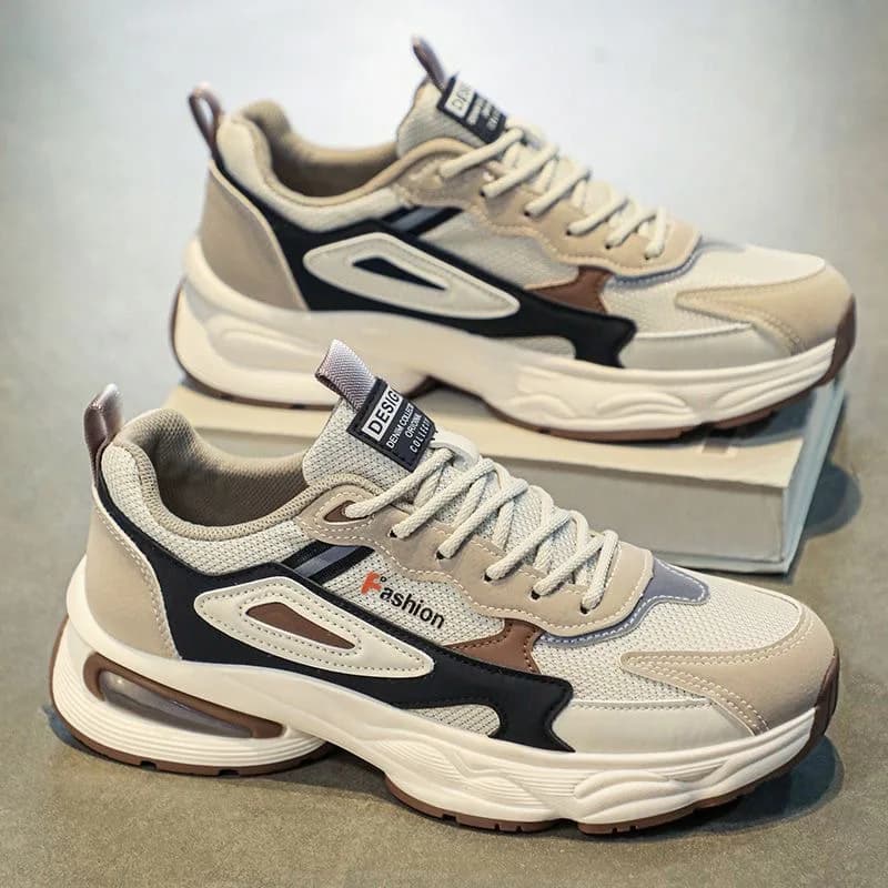 PU Leather Sport Shoes for Men, Fashion Trendy Sneakers, Waterproof for Hiking and Leisure