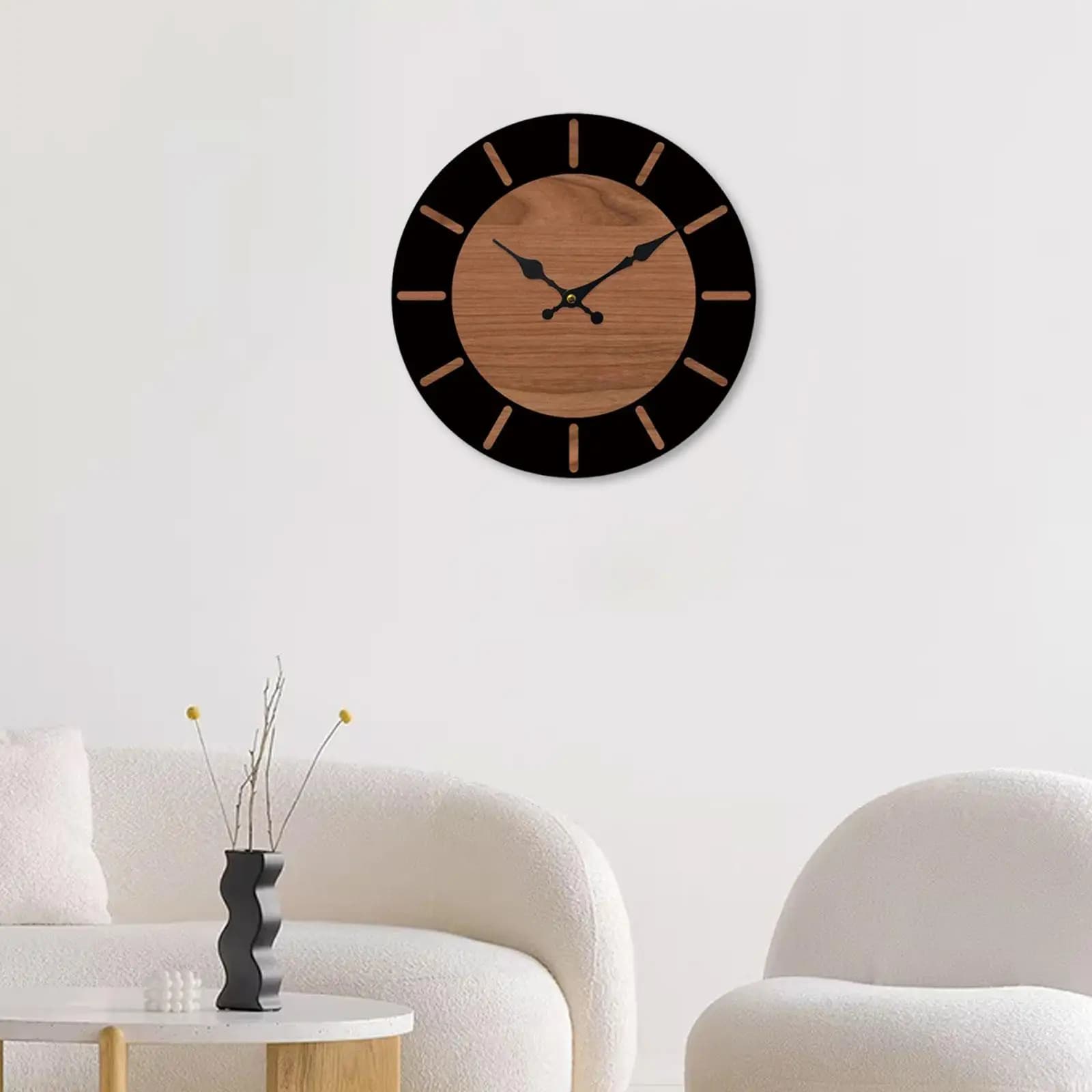 Wooden wall clock, ornamentation, silent gifts, light, easy to read, diameter 12 inches, artwork for living room, school, kitchen, study, classroom