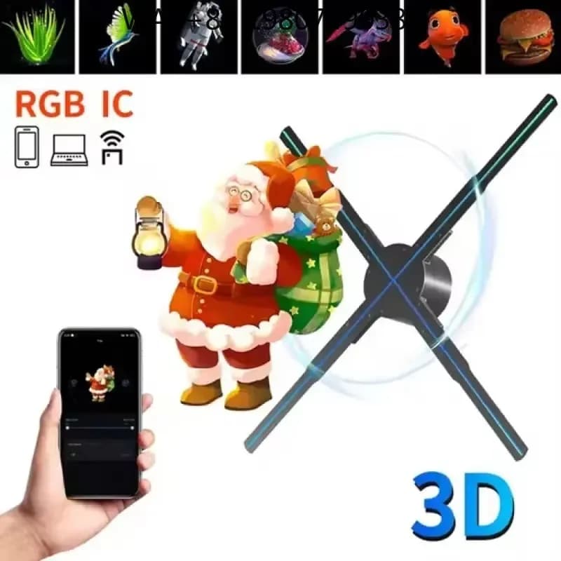 65cm 3D Holographic Projector Display 4 Blades Naked Eye 3D Advertising Projection Screen