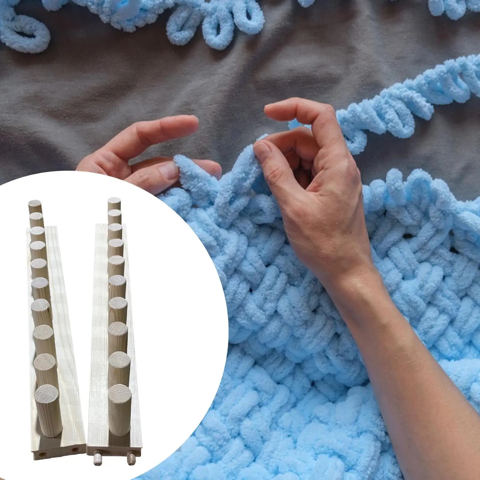 Beginner Friendly Knitting Weaving Loom Wood Adjustable Embroidery Support Frame for Handcraft Chunky Yarn Blankets