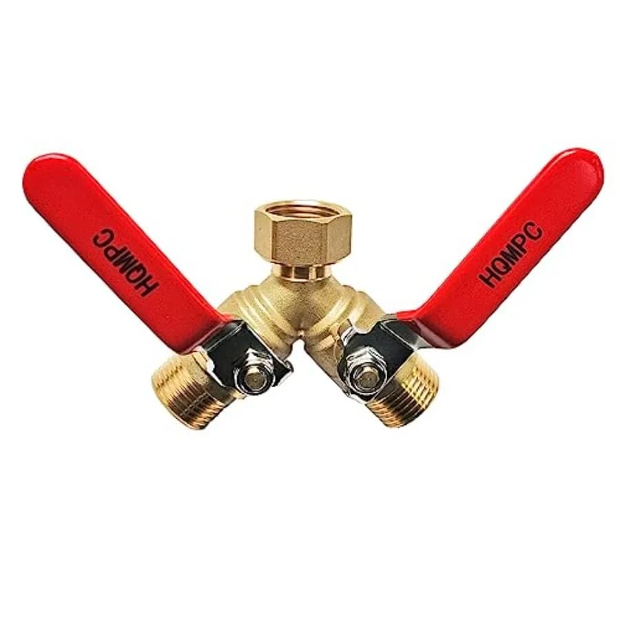 Garden Hose Y Vae Splitter With Stal Steel Long Handle - Brass 2 Way Water Adapter, 3/4" GHT Thread