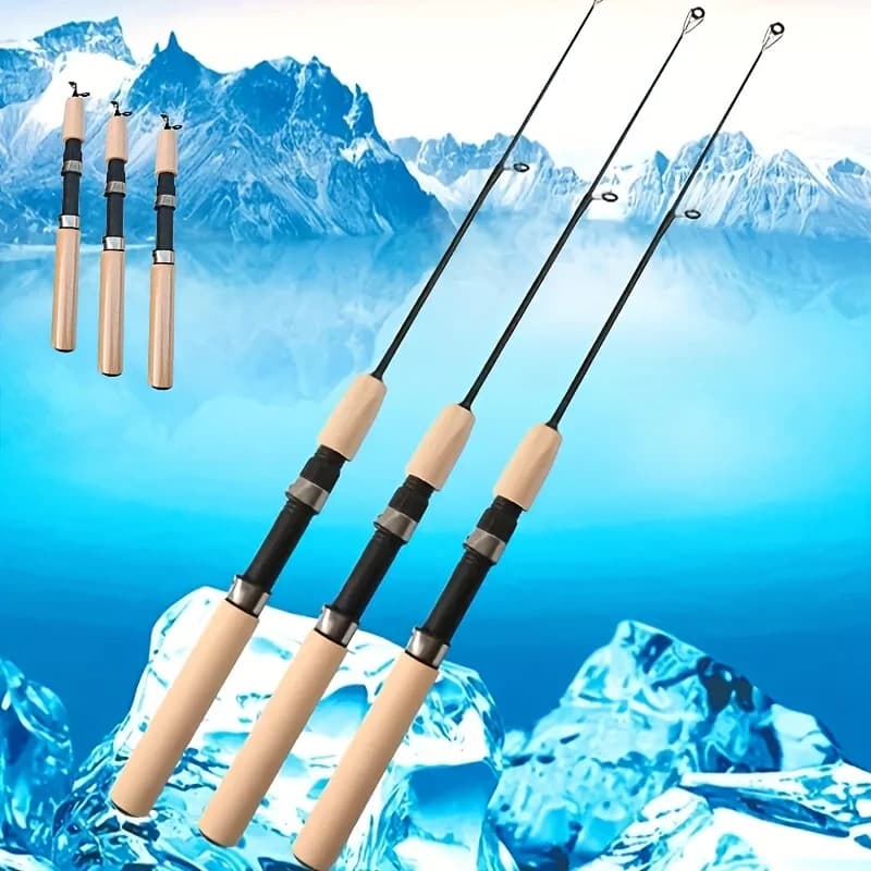 1pc Ultra-Lightweight Carbon Fiber Ice Fishing Rod with Ergonomic Soft Handle & Quick Tip - Heavy-Duty Fiberglass-like Design