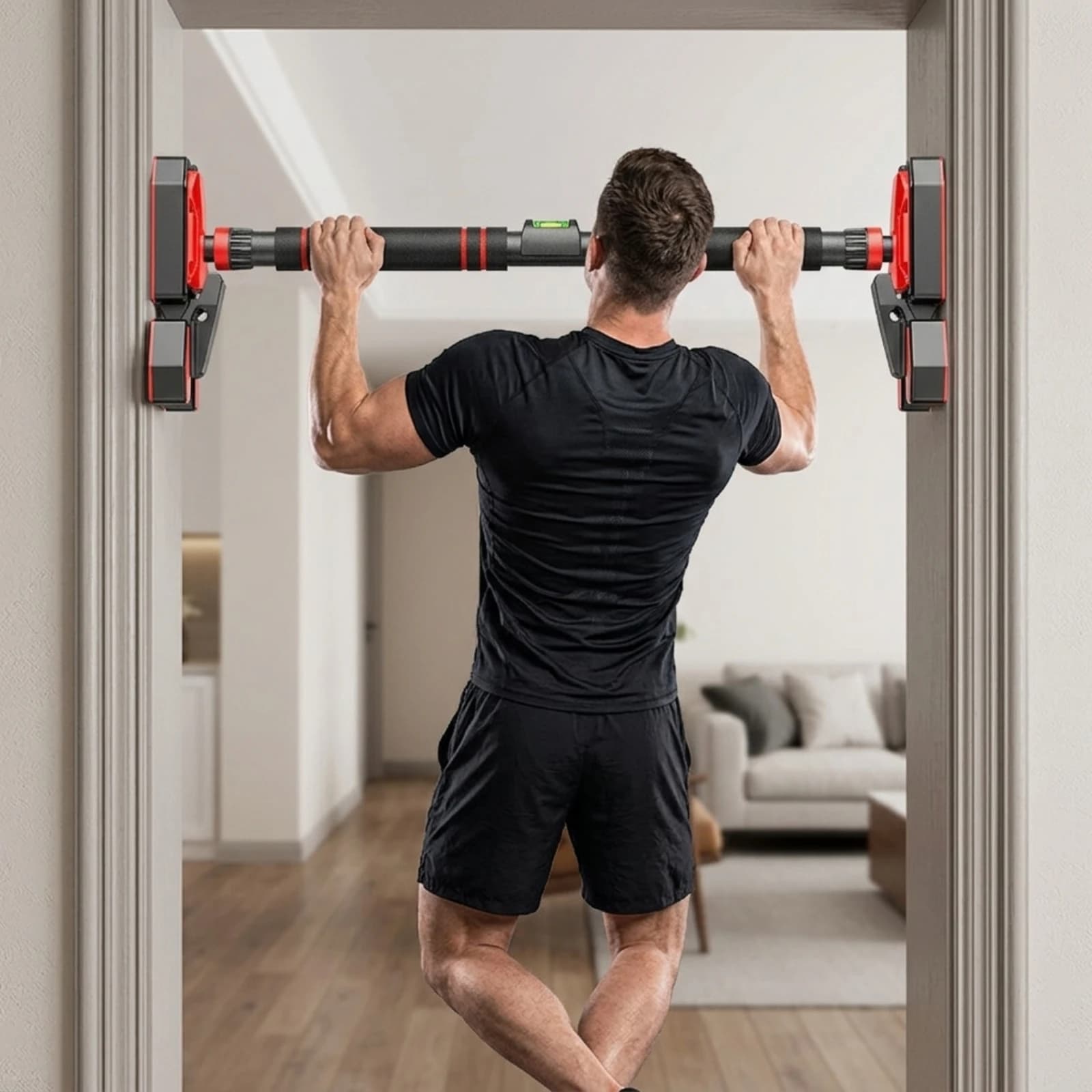 Pull-up Bar with Level High Load Bearing Wall-Mounted Pull-up Bar Fitness Equipment Heavy Duty Anti-Slip for Adults, Home Gym