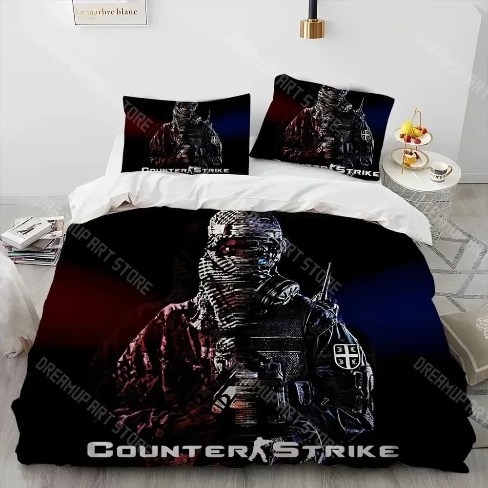CS GO, giocatore di gioco, set di biancheria da letto consolatore da appoggio, set copripiumino copripiumino federa, set di biancheria da letto king queen size per bambini
