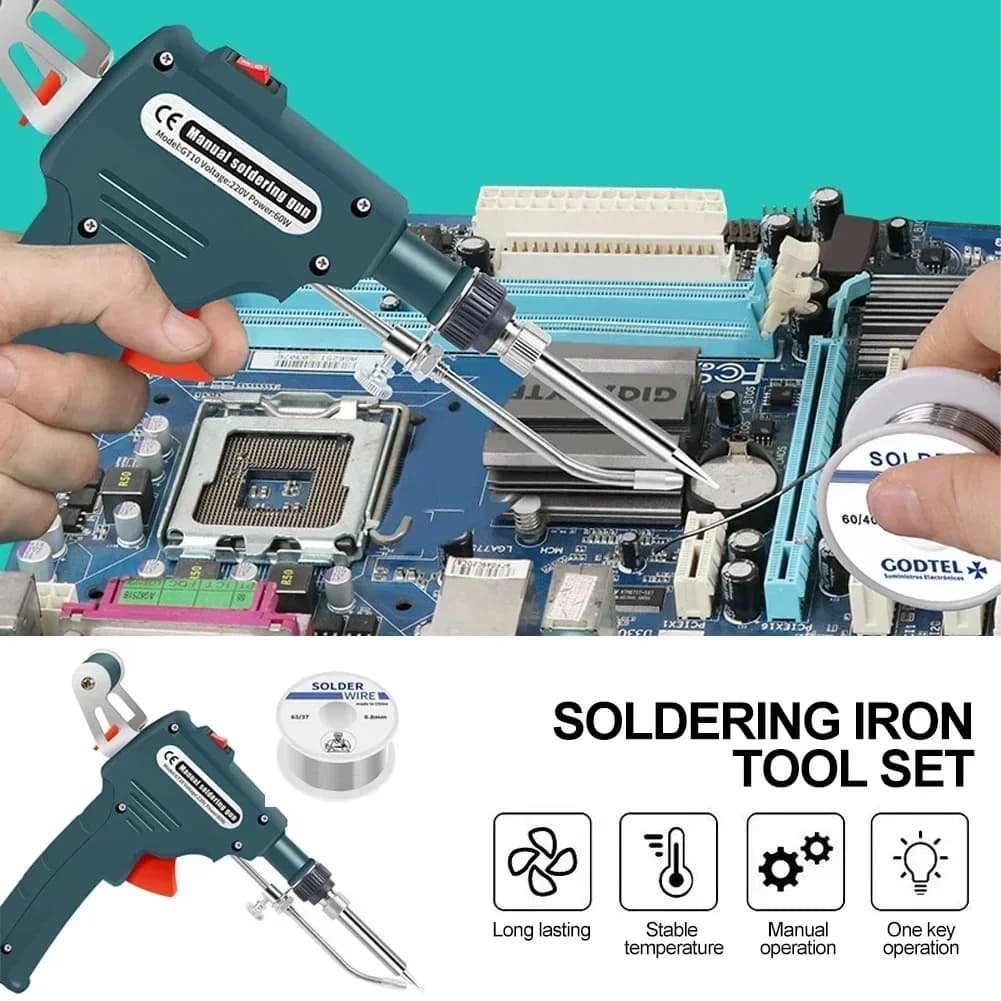 Saldatore di ferro multifunzione Pistola per saldatura automatica 60W Riscaldamento interno portatile Invia strumento di riparazione di saldatura con pistola di stagno 220V/110V