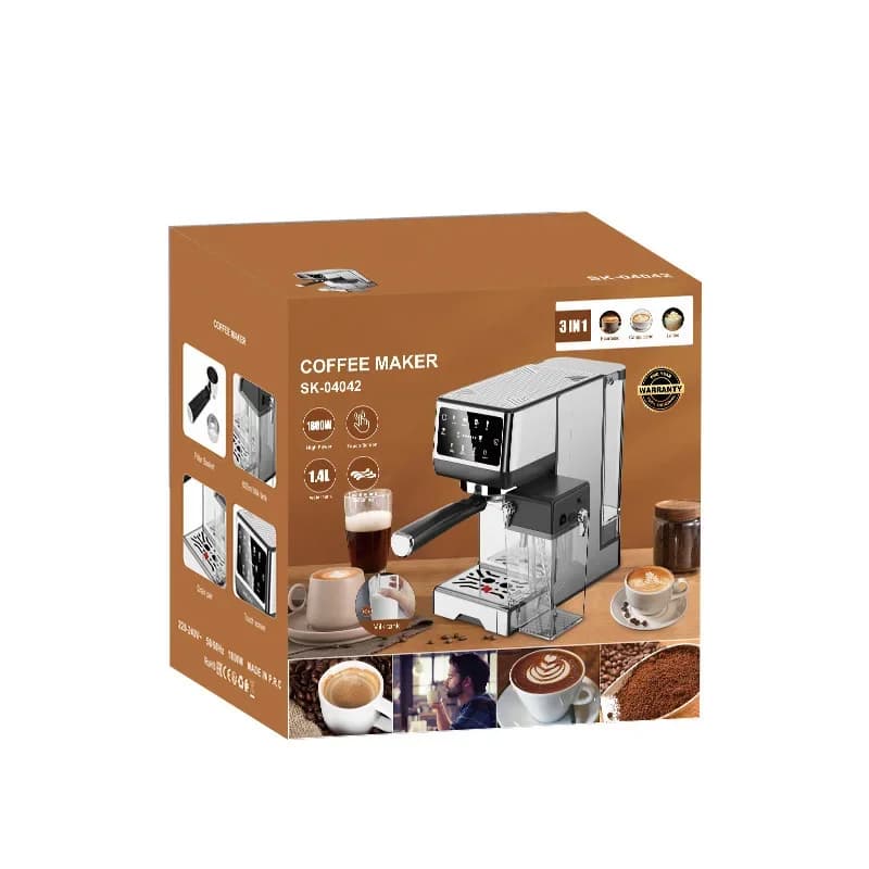 220V 3-in-1 Touchscreen Coffee Machine, 20 Bar Espresso Machine, 1.4L Water Tank with Milk Frother, Automatic Coffee Machine