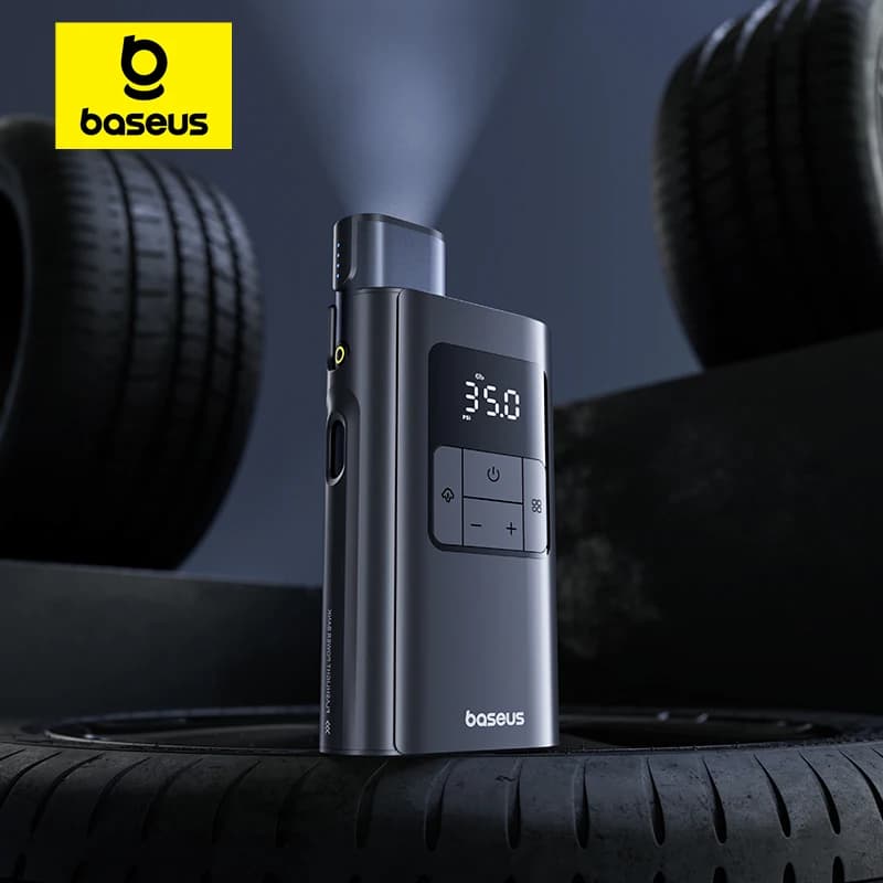 Baseus Pompa d'aria per auto cablata/senza fili con torcia staccabile Compressore d'aria portatile 2 in 1 per auto moto bicicletta gonfiabile
