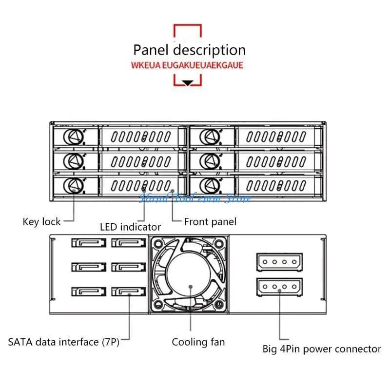 H37F MR-6601 Contenitore per disco rigido a 6 alloggiamenti per archiviazione dati in rack per HDD SSD da 2,5" per C