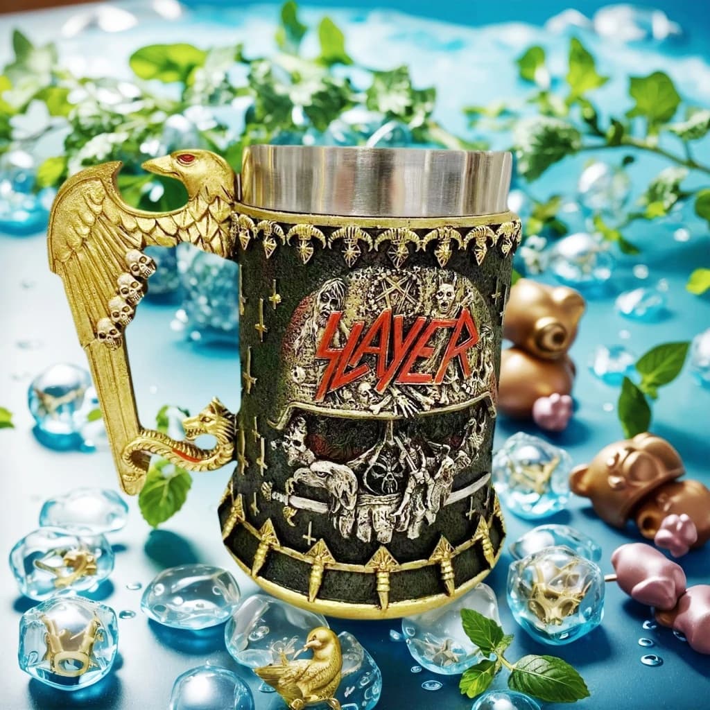 600ml Mitologia norrena Boccale di birra Resina Acciaio inossidabile Stein Tankard Tazze Regalo Retro Bicchieri Nemesis Deadly Eagle Skull Statua
