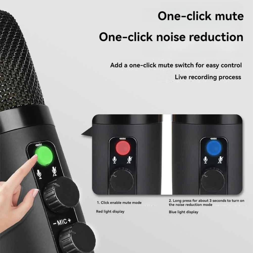 Condenser game microphone with APPLIA-USB microphone for PC with bright RGB lighting