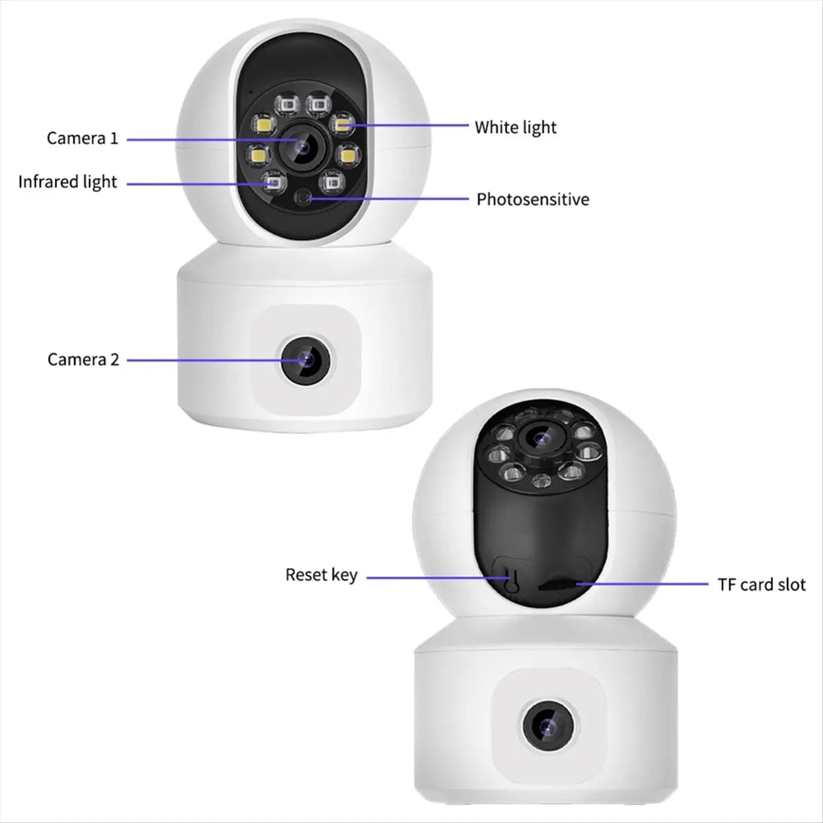 Hot A224I 8MP WiFi IP Camera Dual Lens Baby Monitor Visione notturna a colori Monitoraggio automatico umano Video Smart Home