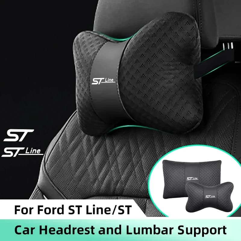 Poggiatesta per auto Supporto lombare Cuscino lombare per Ford ST STLine Kuga Fiesta Auto Cuscino per il collo Schienale Cuscino lombare Accessori per auto