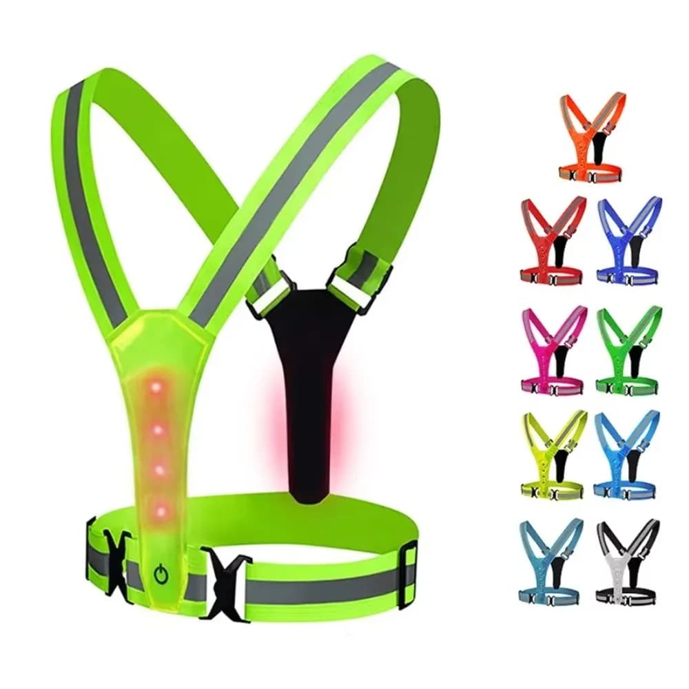 Gilet da corsa notturno ad alta visibilità 3 modalità di luce Gilet riflettente a LED elastico Gilet sportivo lampeggiante regolabile