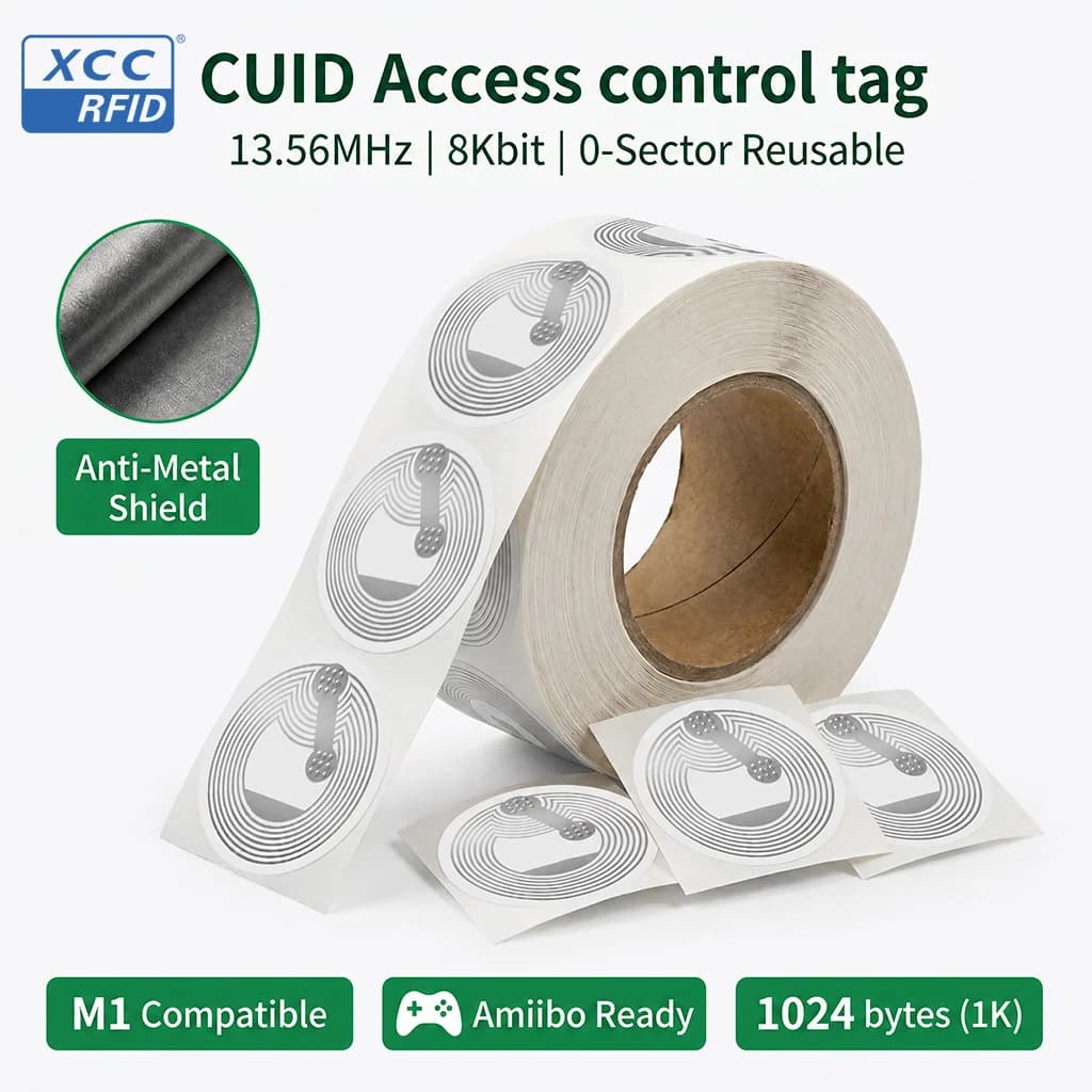 Anti-Metal 25mm CUID Rewritable RFID Sticker Modifiable Block0 UID 1K 13.56MHz M1 NFC Tag for Access & Elevator Card Cloning