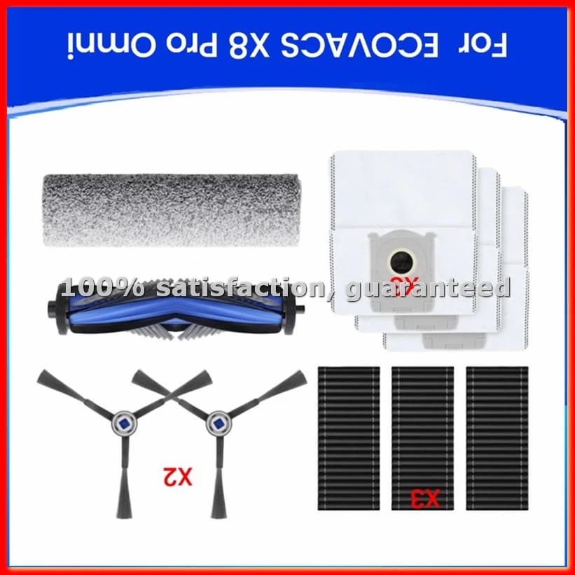 Kit di Ricambi Accessori per Robot Aspirapolvere X8 Pro Omni: Spazzola Principale, Spazzola Laterale, Filtro, Rullo Lavapavimenti, Sacchetto Raccoglipolvere -ABLM