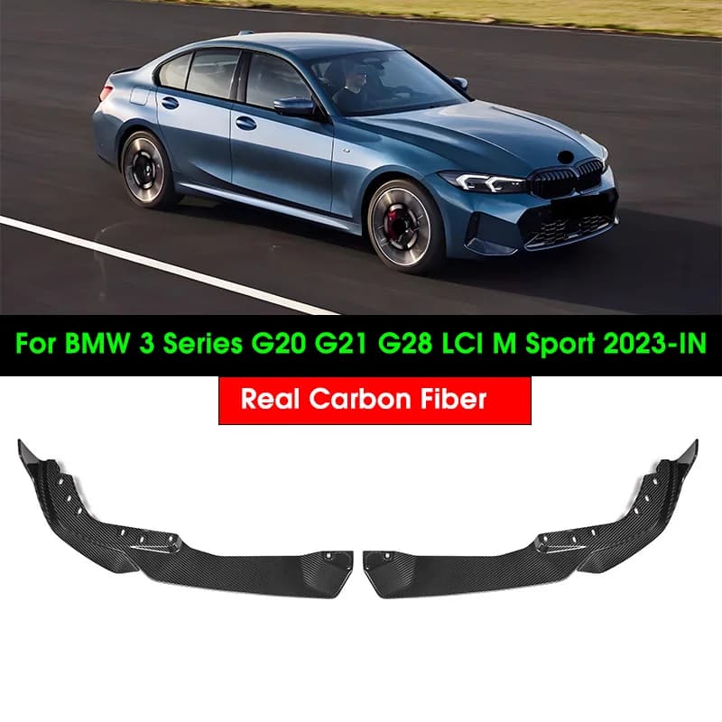 Accessori in vera fibra di carbonio, diffusore per paraurti anteriore, splitter per paraurti anteriore, compatibile con BMW Serie 3 G20 G21 LCI M Sport 2023-IN