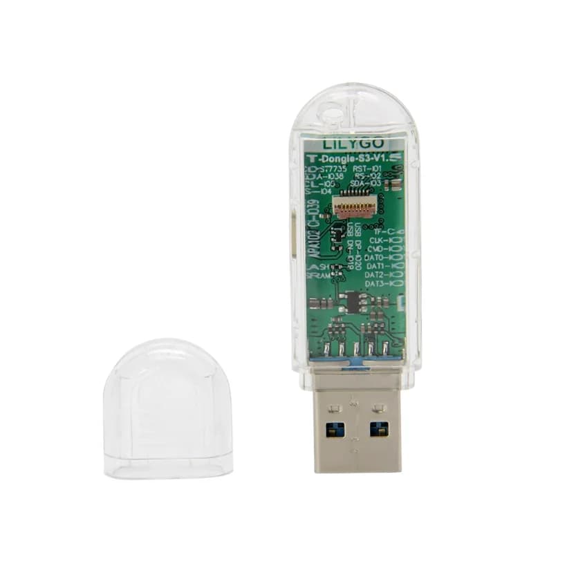 Mini scheda di sviluppo USB-Dongle ESP32-S3, LCD IPS da 0,96", Wi-Fi e BLE 5, USB-C, guscio trasparente, supporto Arduino/MicroPython