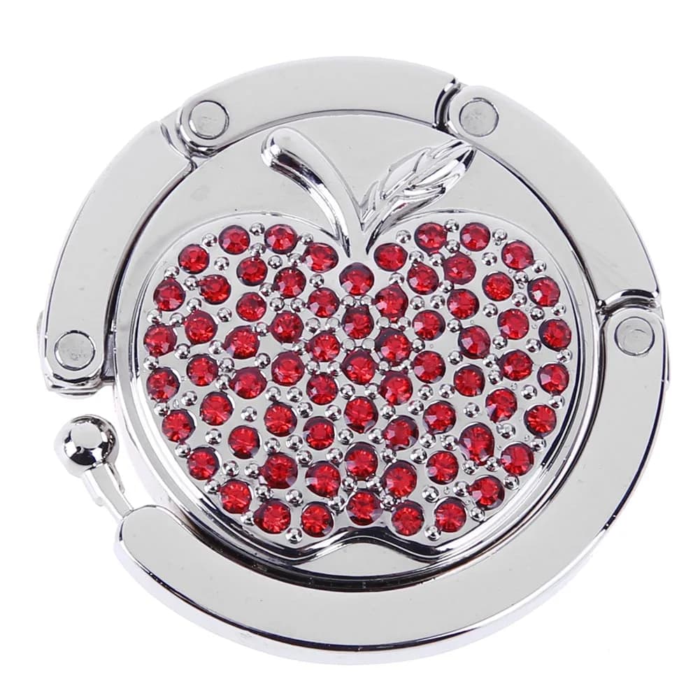 Gancio per zaino pieghevole multifunzione con strass Apple sotto morsetto da scrivania Gancio a J Gancio da tavolo in metallo resistente per la scuola domestica