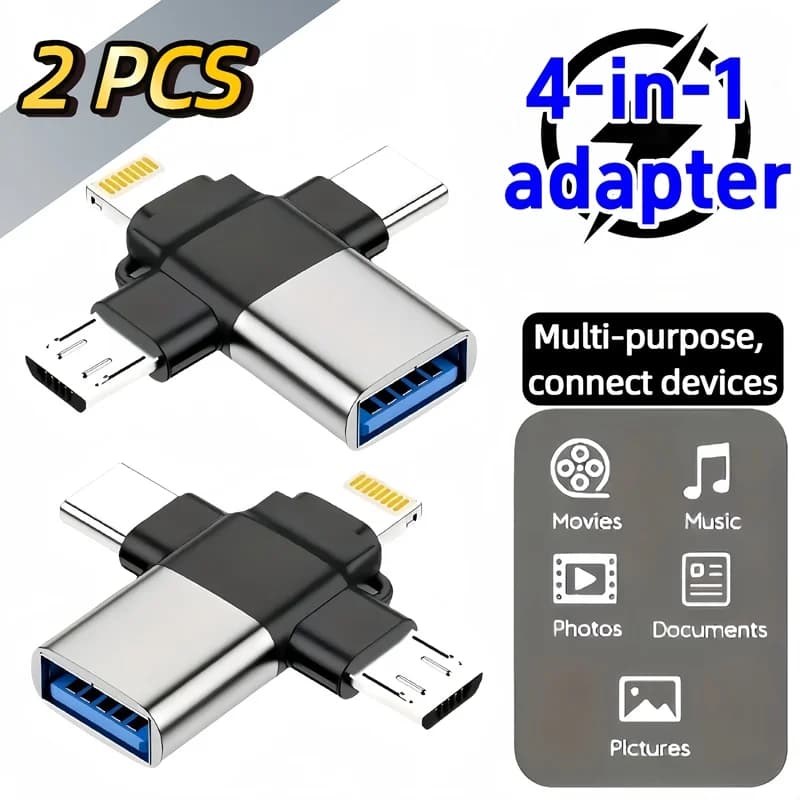 2item Four-in-One Card Reader（Support Micro SD/TF Card）——Compatible USB 3.0、USB-A、Type-C and Lightning Interface，Support OTG Fun