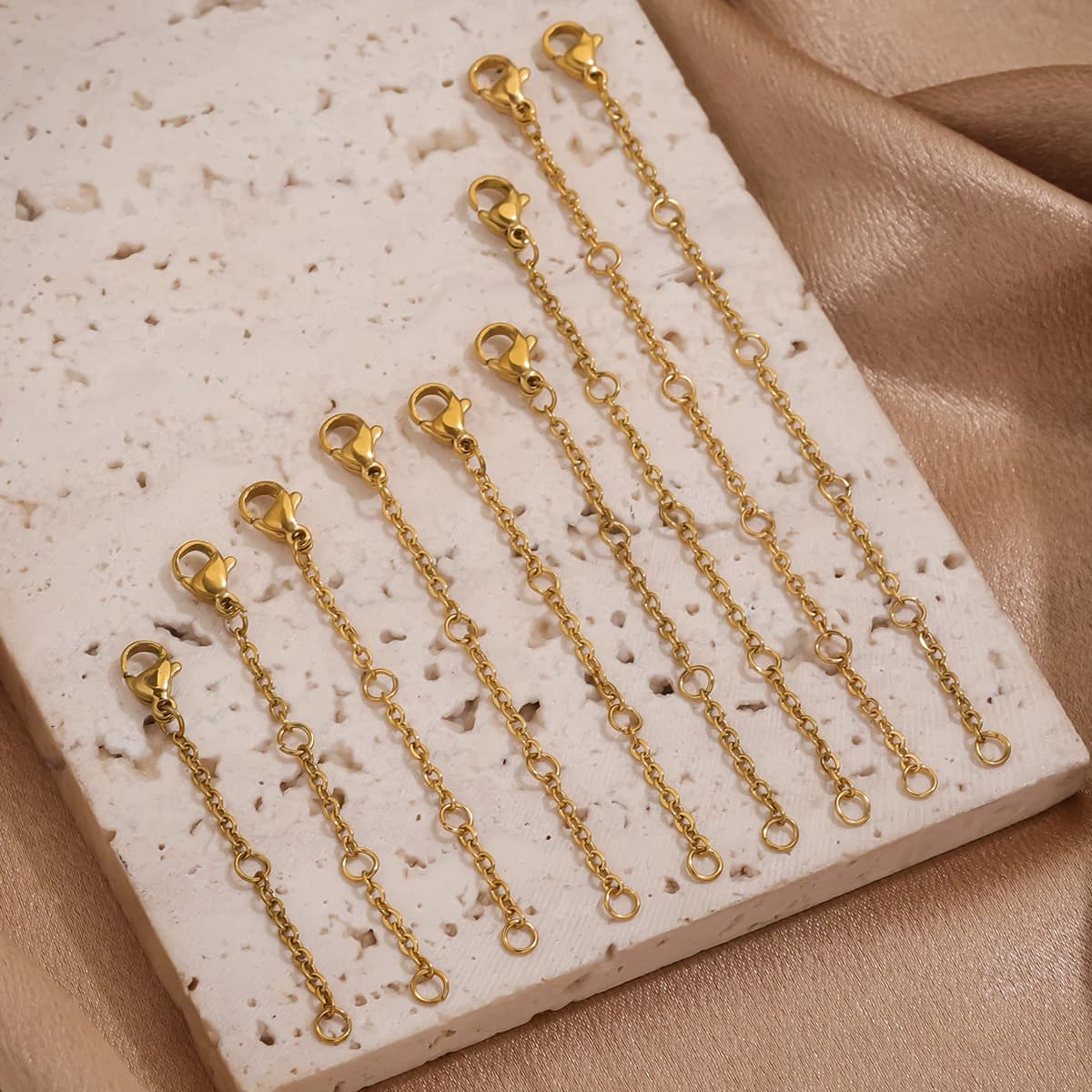 10pcs Stainless Steel Extended Tail Chain Lobster Buckle Chain Connector DIY Necklace Bracelet Jewelry Making Accessories