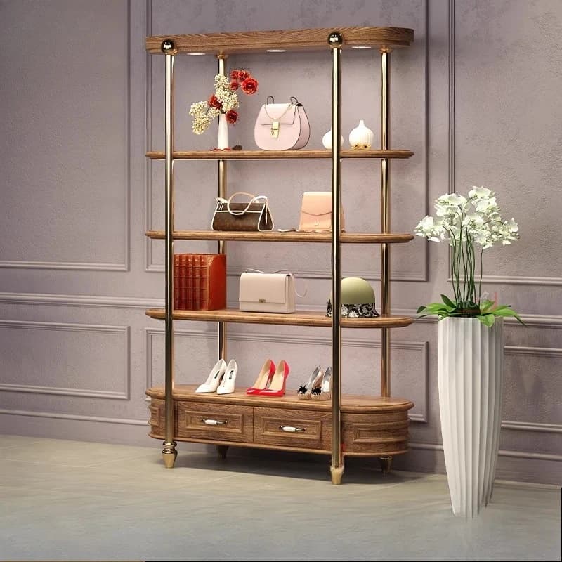 Medieval custom clothing store boutique display shoe bag Zhongdao rack floor-to-ceiling display rack jewelry shoe bag rack