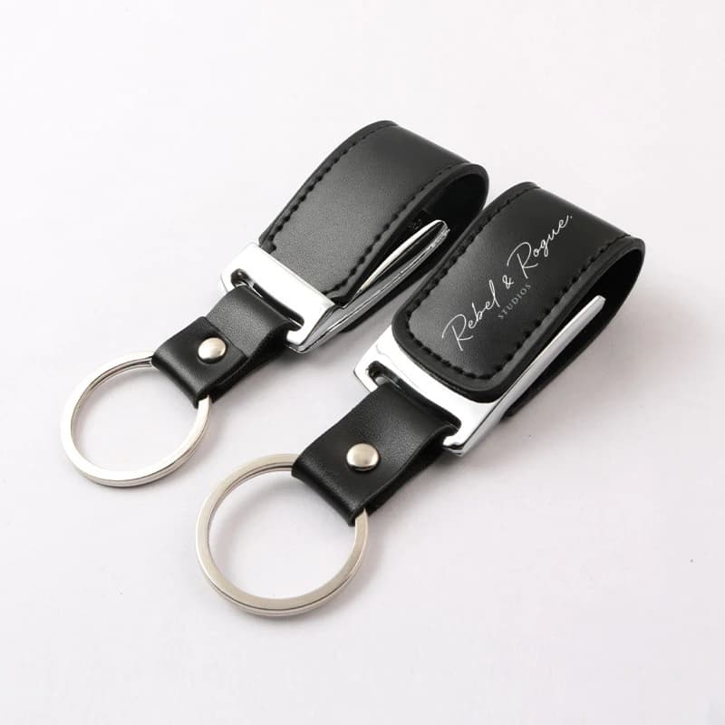 LOGO con incisione laser personalizzato gratuito Anello in metallo in pelle nera Chiavetta USB 2.0 4 GB 8 GB 16 GB 32 GB 64 GB 128 GB