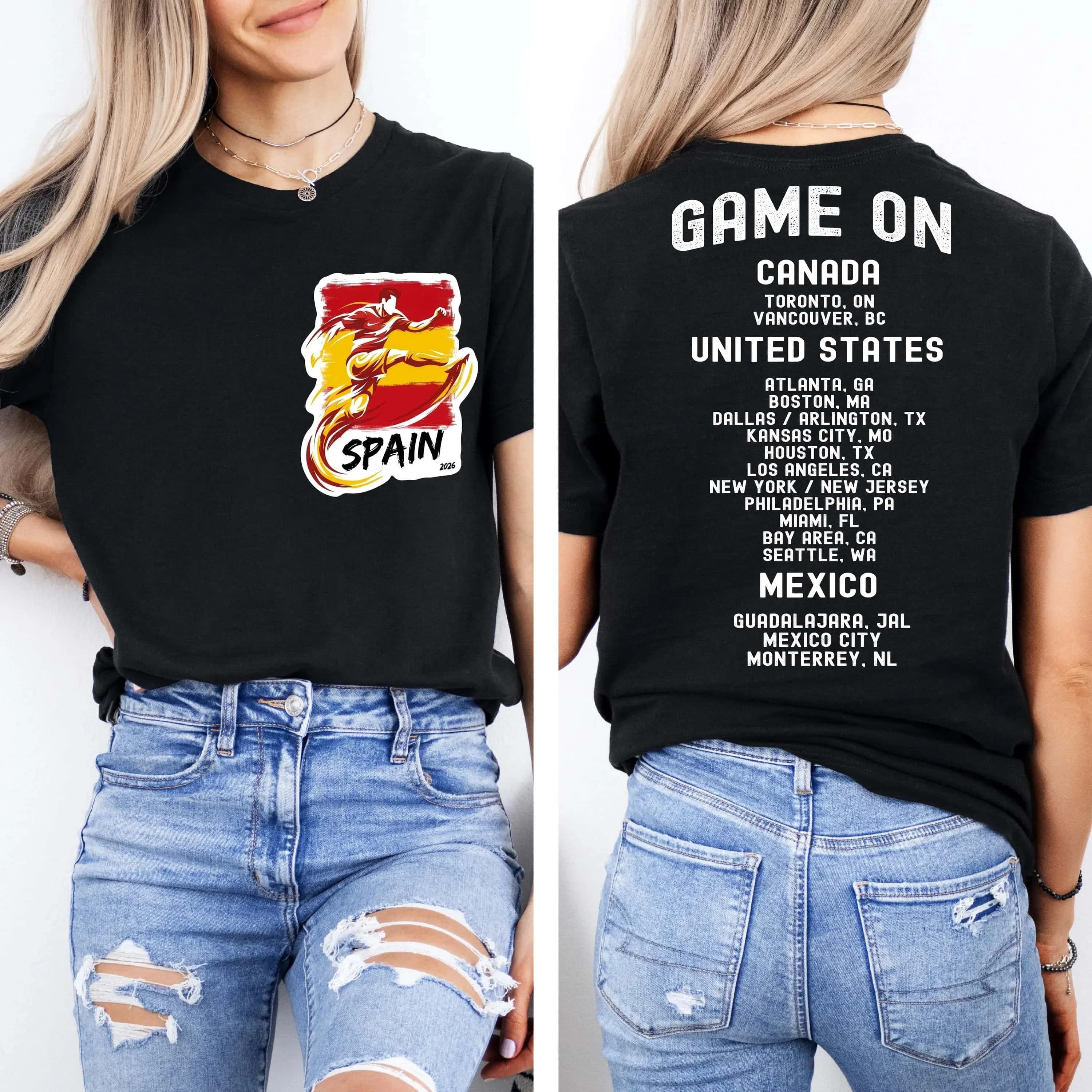 Nuova T-shirt Calcio Spagnolo Estiva 2026 Uomo Donna in Cotone Traspirante Girocollo a Maniche Corte Abbigliamento Streetwear