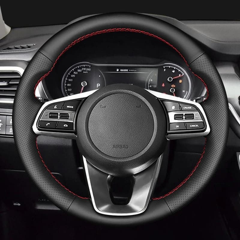 Coprivolante per auto Treccia in pelle artificiale nera per Kia K5 Optima 2018 2019 Sportage 3 2019 Forte Ceed Cee'd 2017-2019