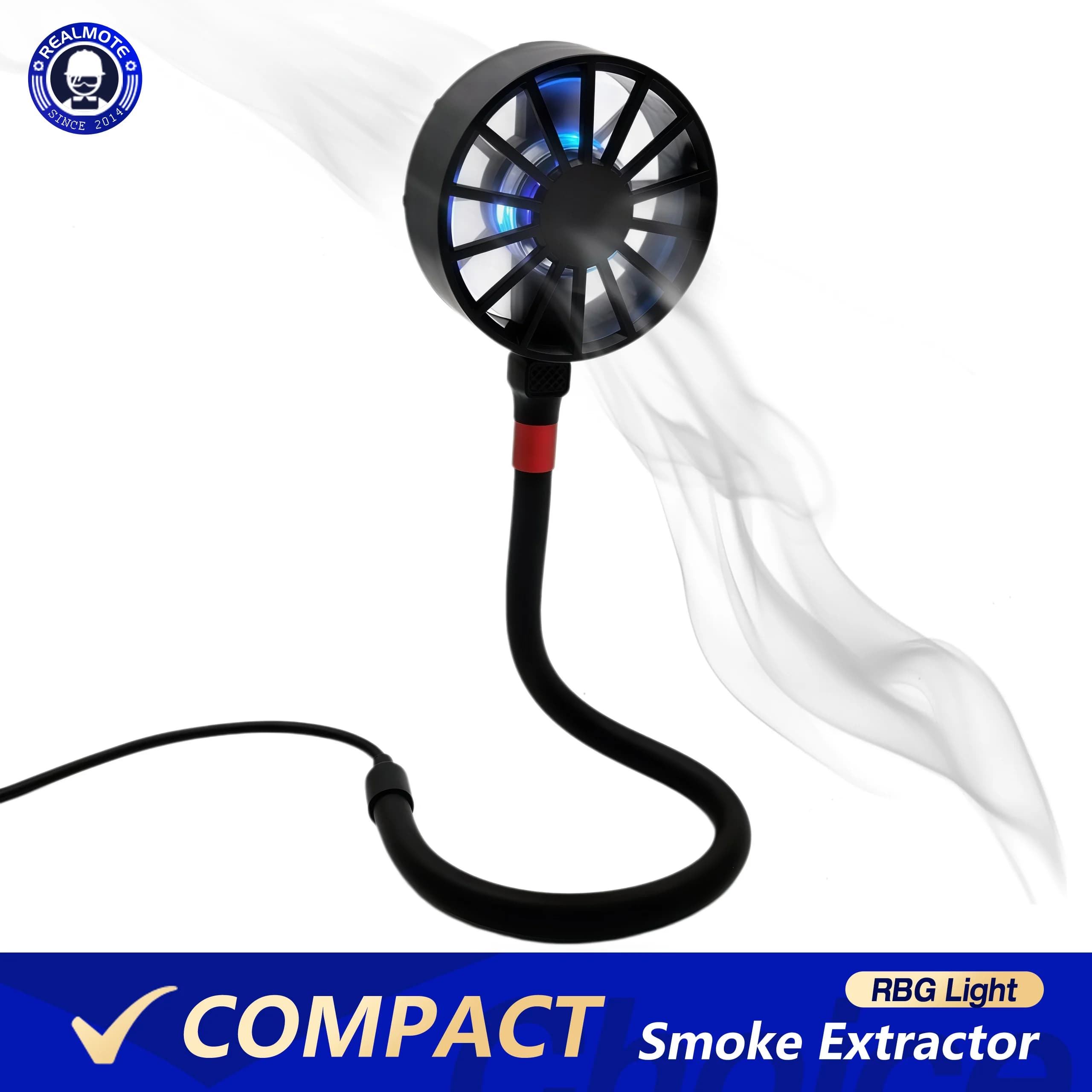 Mini Estrattore di Fumi per Saldatura con Collo Flessibile e Luce RGB - Assorbitore di Fumo Ricaricabile USB-C per Saldatura, Resina e Nail Art