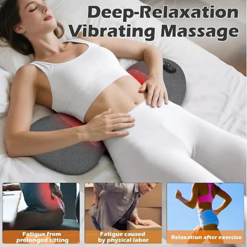 3 in 1 Lower Back Massager for Pain Relief Deep Tissue,Smooth Spine Triple Fusion Back Massage Support Pillow for Bed,Chair