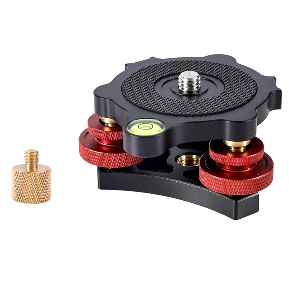 X12A-Tripod Leveling Base With 3/8 To 1/4 Bracket Adapter, Aluminum Alloy Camera Leveler For Macro-Panoramic Photography LP64