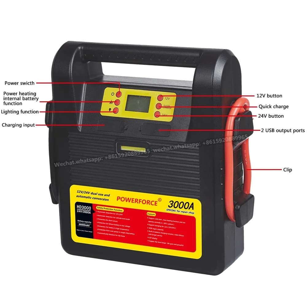 2025 HD 3000 Heavy Power Station Avviatore di Emergenza 68000 mAh 3000 A Power Bank Powerforce