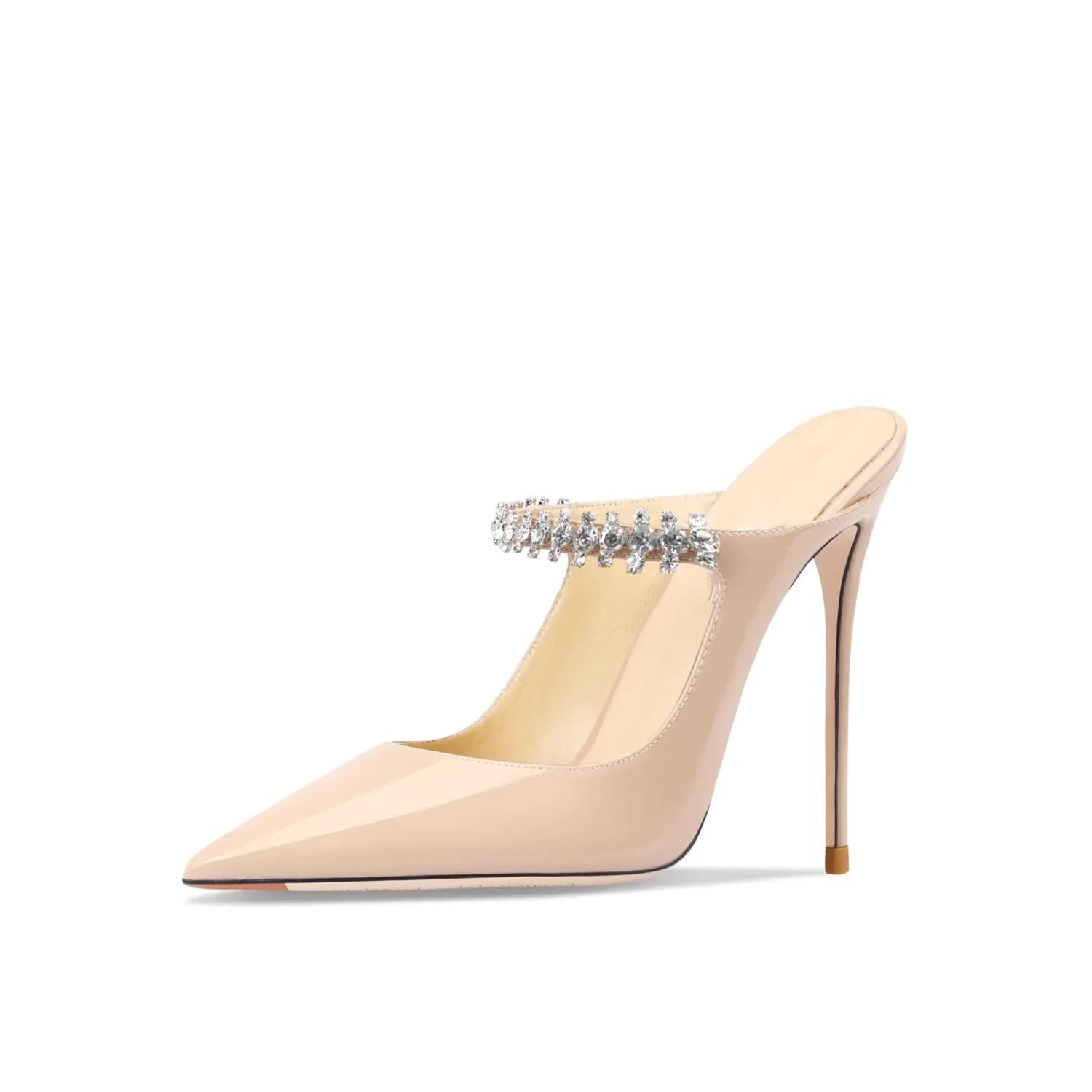 Women's Professional OL High Heels Wide-Legged Microfiber Sandals Thin Slip-On Large Size Comfortable Formal Pointed Back Empty