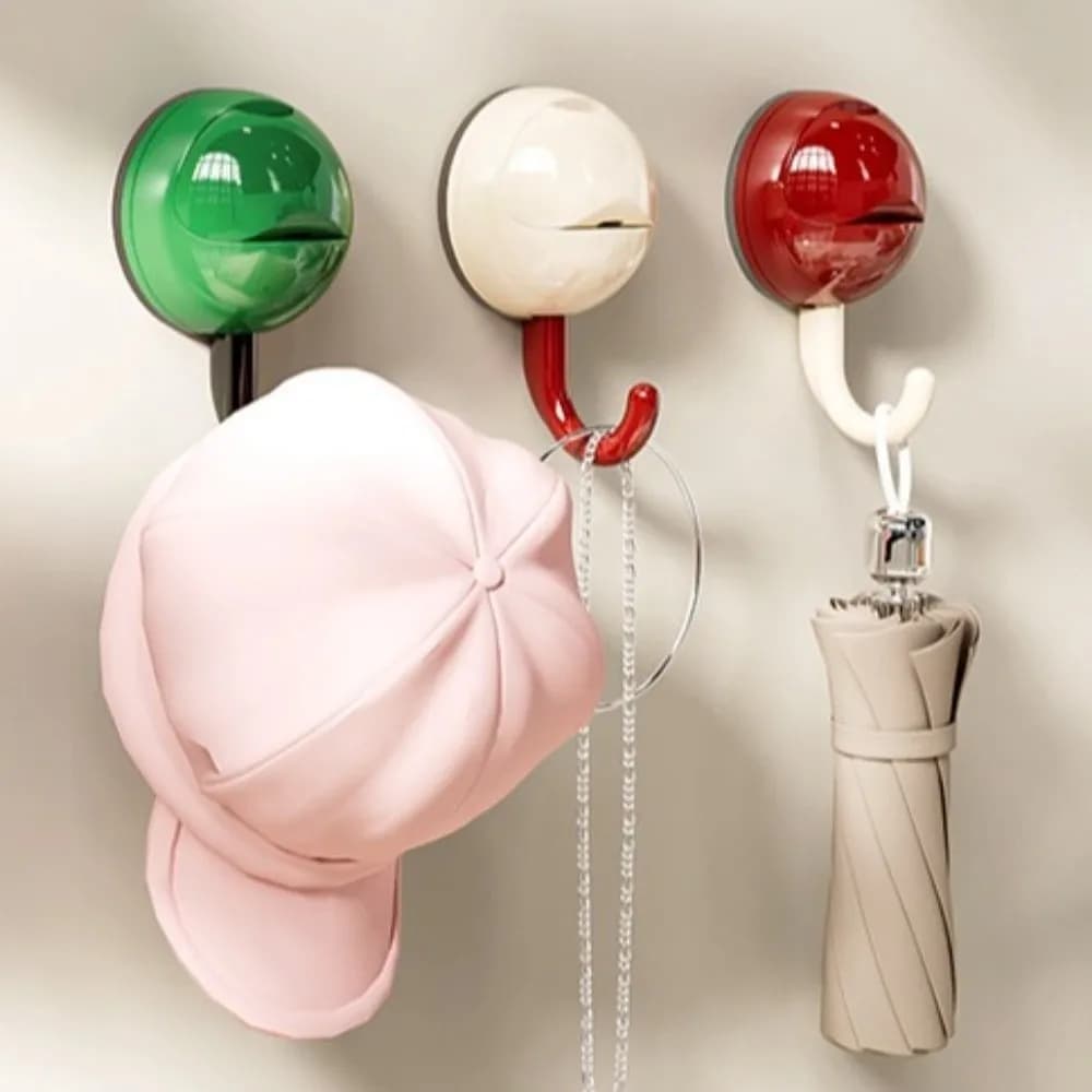 Plastic Suction Cup Hooks Round Head Non-Marking Wall Towel Hooks Waterproof Moisture-proof Kitchen Storage Hooks Bathroom