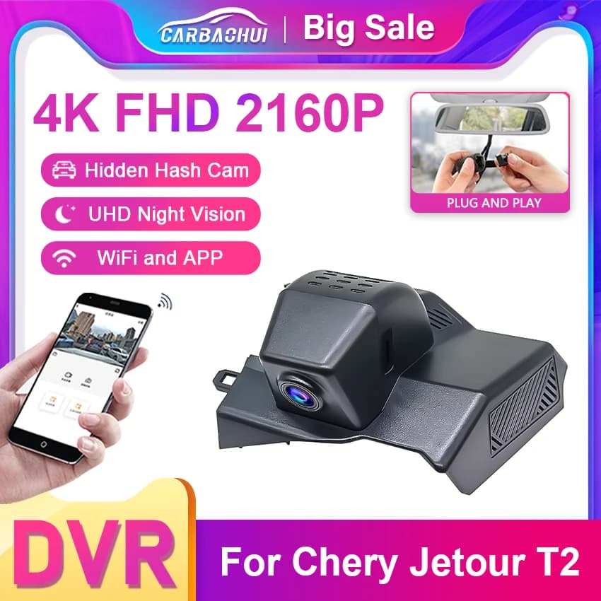 4K Plug And Play Per Chery Jetour T2 Viaggiatore 2026 2024 2025 Auto Wifi DVR Videoregistratore Dash Camera Dashcam