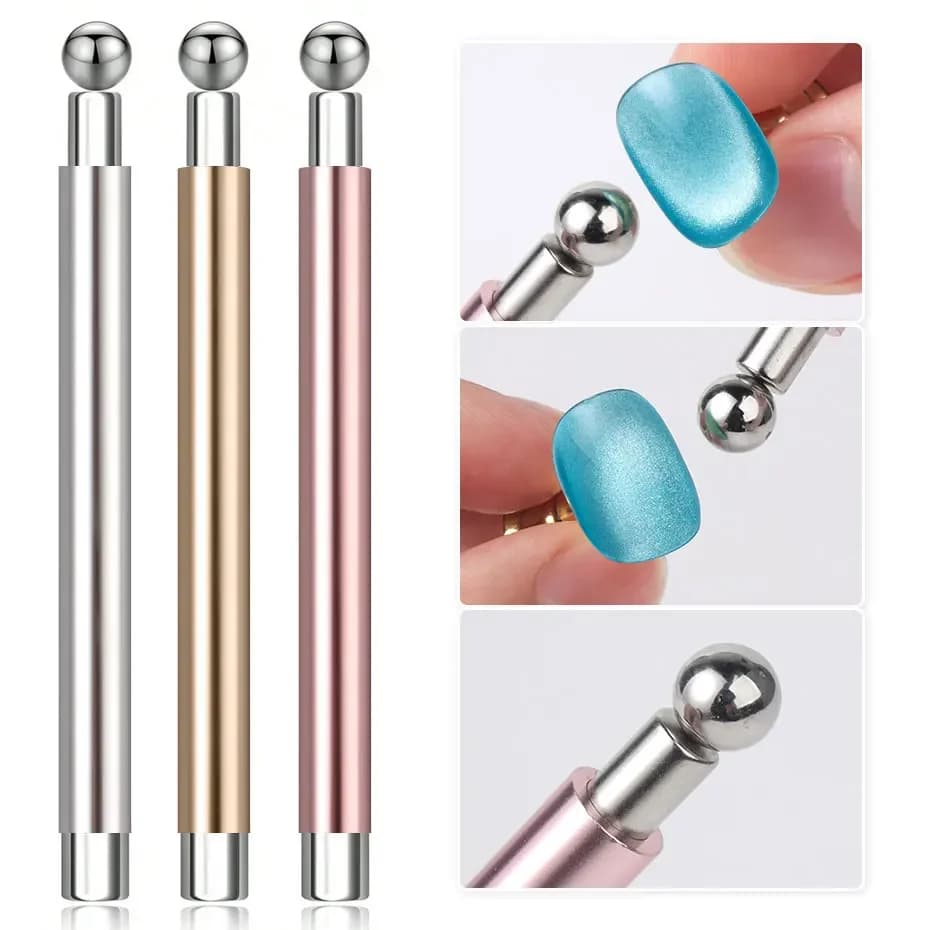 Cat Eye Magnetic Ball With Nail Magnetic Stick Tool Set Double-head Strong Magnet Pen 3D Cat Eye Gel Polish Nail Supplies