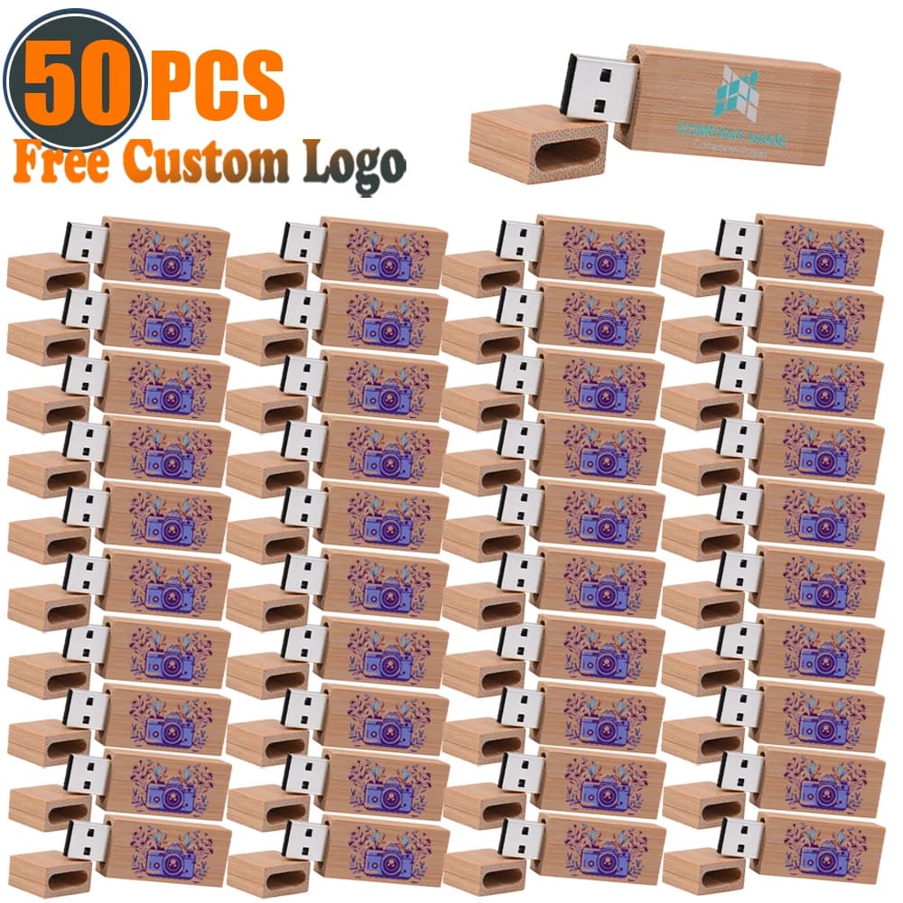 50 pz/lotto Logo Personalizzato In Legno Chiavetta USB Pen Drive 4gb 8gb 16gb 32gb 64gb Smart Pendrive USB Stick Fotografia Regalo di Affari