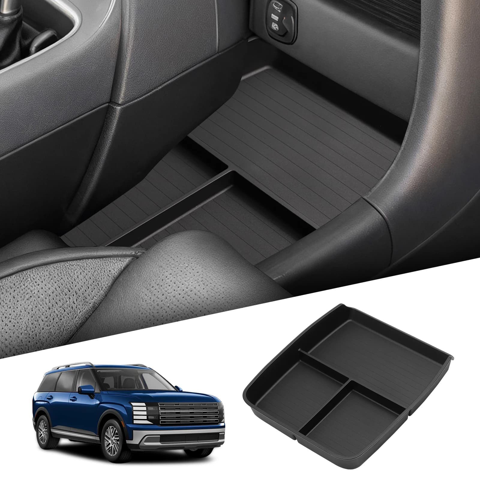 SMABEE per Hyundai Palisade 2026 Console centrale Scatola portaoggetti inferiore Vassoio centrale per auto TPE Organizer Accessori Riordino Nero