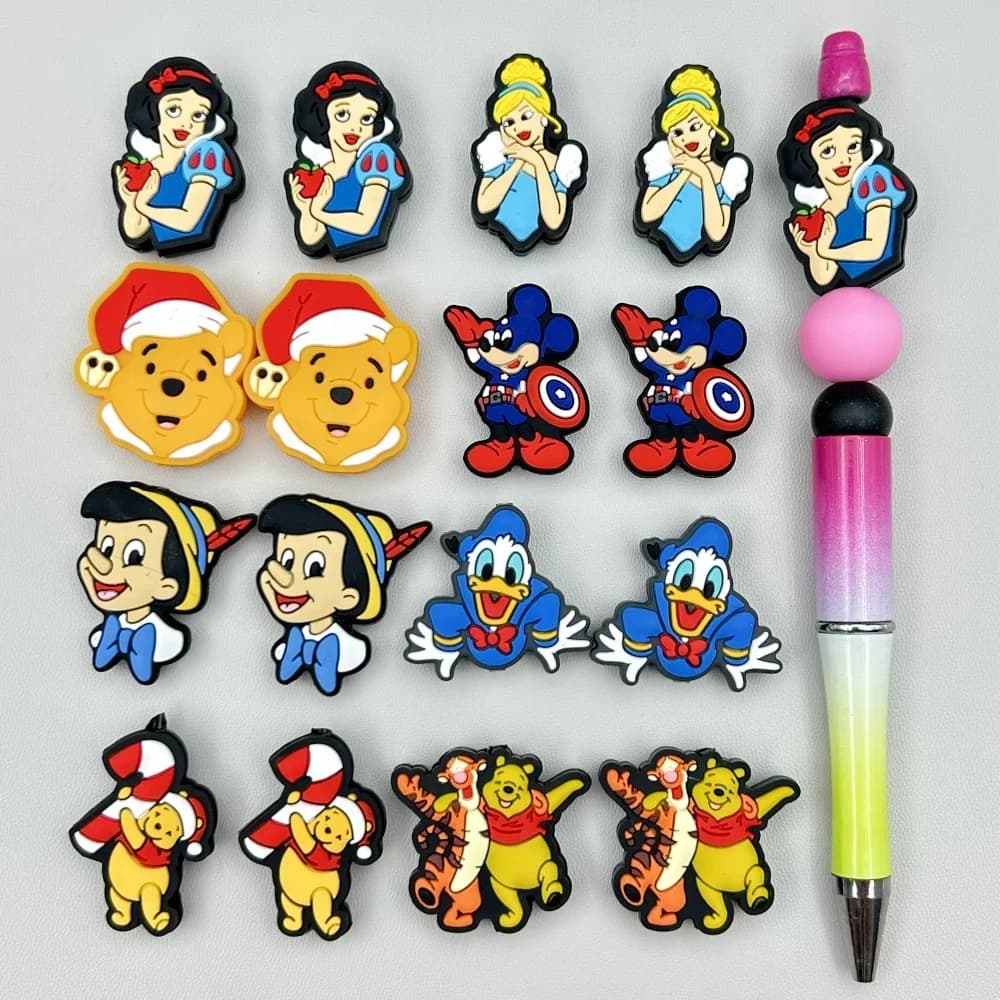 10PC FAI DA TE Del Fumetto Mini Perline di Silicone Catena Del Capezzolo Bead Penna Bead Accessori Dei Gioielli Perlina Focale Silicone di Grado Alimentare Per I Giocattoli Del Bambino
