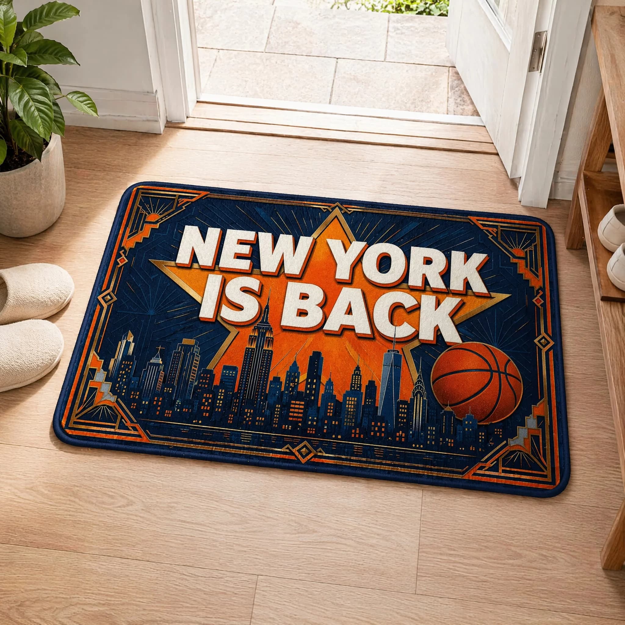 NY City Basketball Retro Poster Floor Mat, Suitable For Decorating Living Rooms And Bedroom Entrances, A Unique Holiday Gift