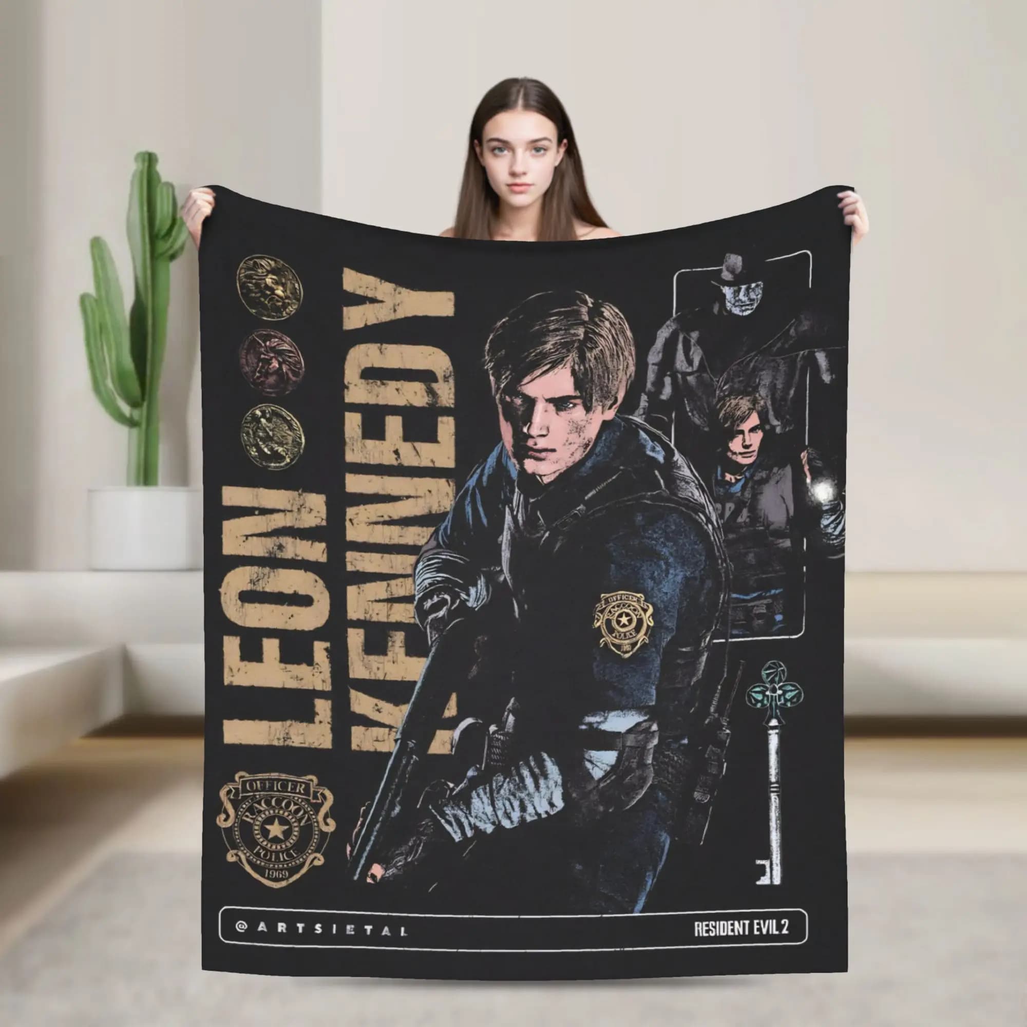 Leon Kennedy Resident Evil Coperta calda e morbida Biancheria da letto in peluche da picnic Copriletto per divano letto in flanella per esterni alla moda