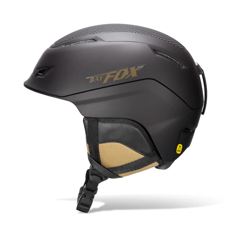 BATFOX Casco da sci con clip per occhiali Paraorecchie staccabili Sistema di ventilazione per uomini adulti Donne Casco da sci da neve a copertura totale