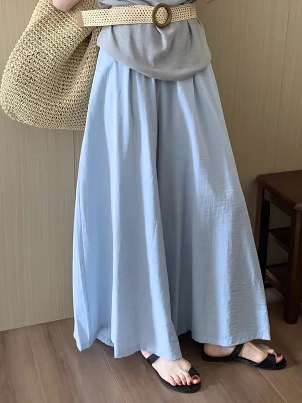 Pantaloni Lunghi Estivi da Donna 2026 a Gamba Larga con Cintura, in Lino e Cotone, Stile Casual per Vacanze, Vita Alta