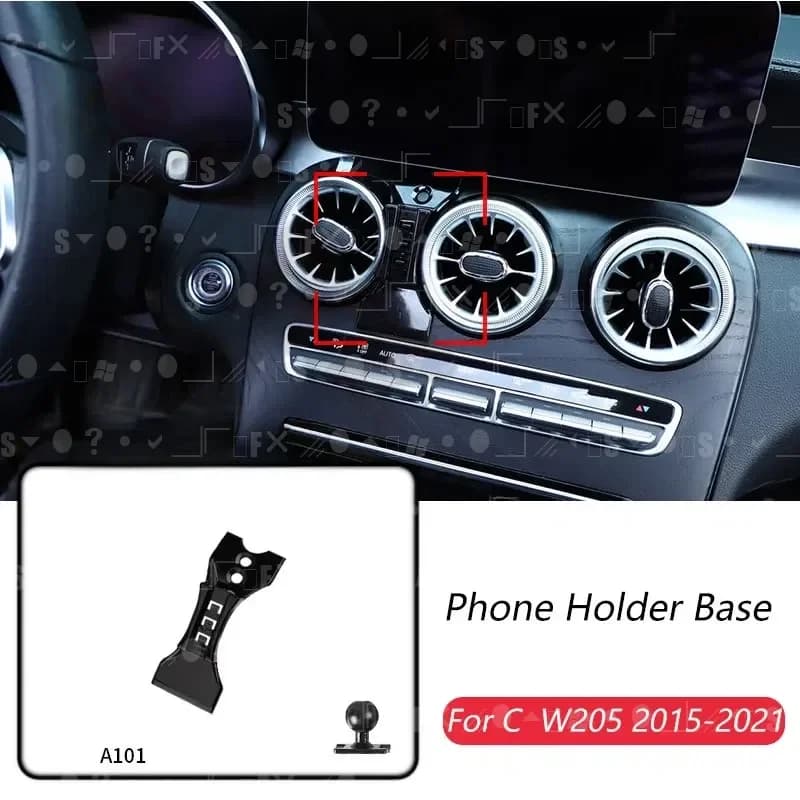Base porta telefono per auto Supporti speciali per Mercedes Benz C W205 2015-2021 Accessori staffa di uscita aria fissa con testa a sfera 17mm