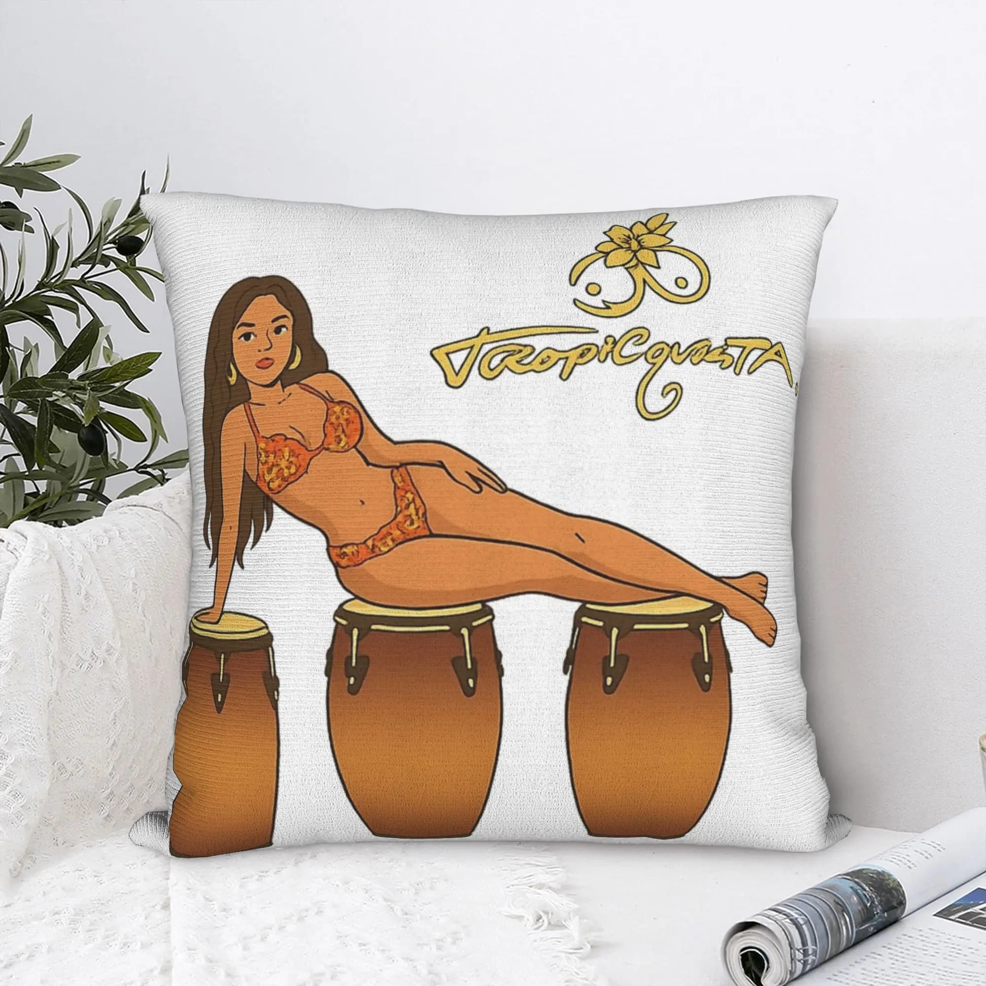 Tropicoqueta Cartoon Karol G Pillowcase Printing Polyester Cushion Cover Decorations Pillow Case Cover Home Zipper 18''