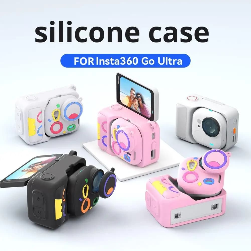 Colorful Silicone Protective Case for Insta360 Go Ultra with Anti-Smarriage Strap - Anti- Shock Protective accessory for Action Camera