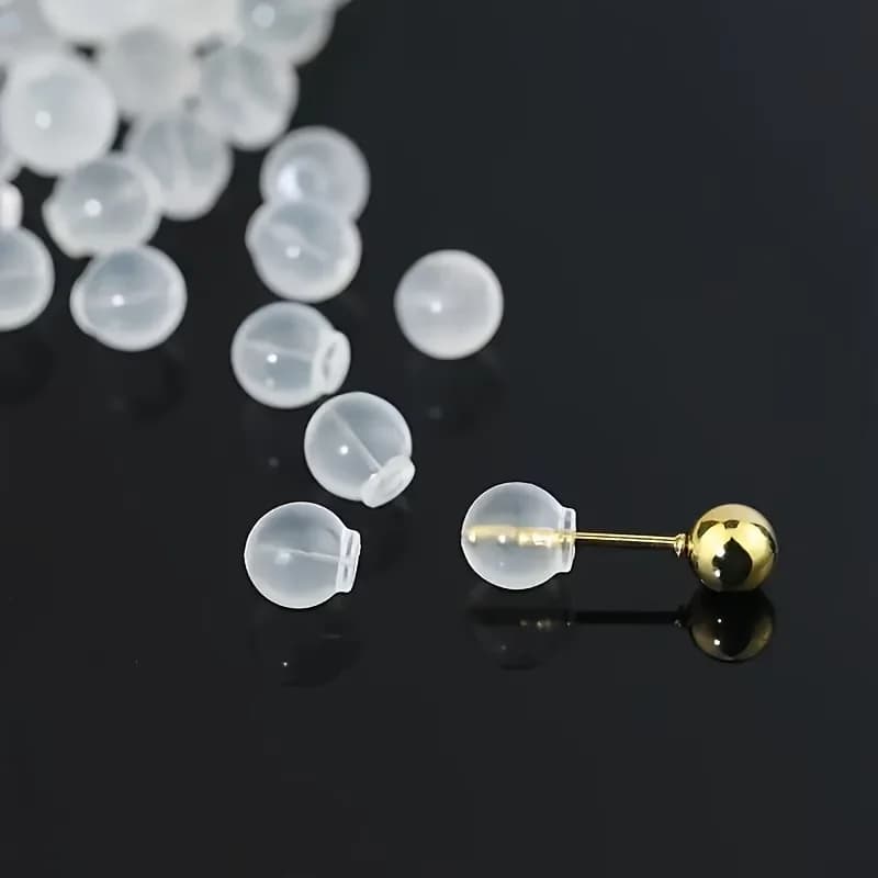 100PCS Soft Transparent Silicone Earring Backs, Break-Resistant Secure Pin Stoppers, Replacement Supplies for DIY Jewelry Making